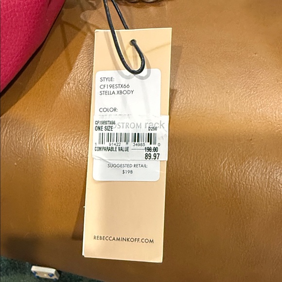 Rebecca Minkoff Fuchsia Leather Crossbody with Silver Chain - Picture 4 of 5